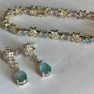 Vintage Pre-Owned Sterling Silver Bracelet and Earrings Set